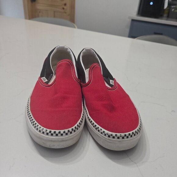 Vans Classic Slip-On Checkerboard Skate Shoes - red and black colorway - Picture 7 of 9